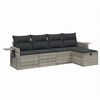 vidaXL Set Divano da Giardino 5pz con Cuscini Grigio Chiaro Polyrattan