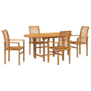 vidaXL Set da Pranzo per Giardino 5 pz Marrone Legno di teak solido