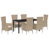 vidaXL Set da Pranzo per Giardino 7 pz Beige polyrattan