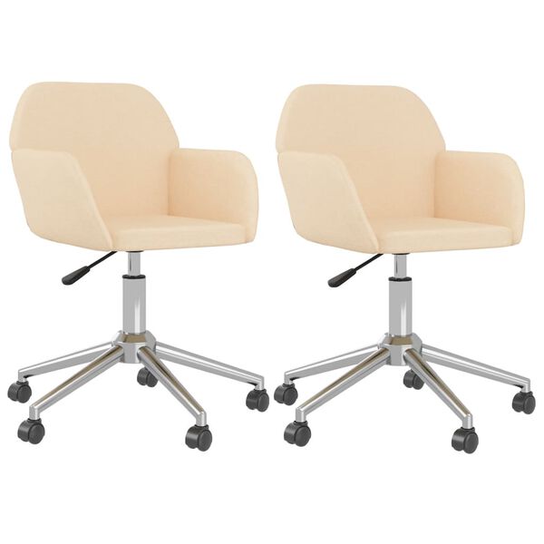 vidaXL Sedie da Pranzo Girevoli 2 pz Crema in Tessuto