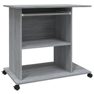 vidaXL Scrivania Computer Grigio Sonoma 80x50x75 cm Legno Multistrato