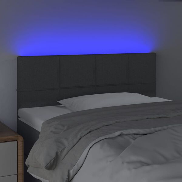 vidaXL Testiera a LED Grigio Scuro 90x5x78/88 cm in Tessuto