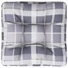 vidaXL Cuscino per Pallet a Quadri Grigio 58x58x10 cm in Tessuto