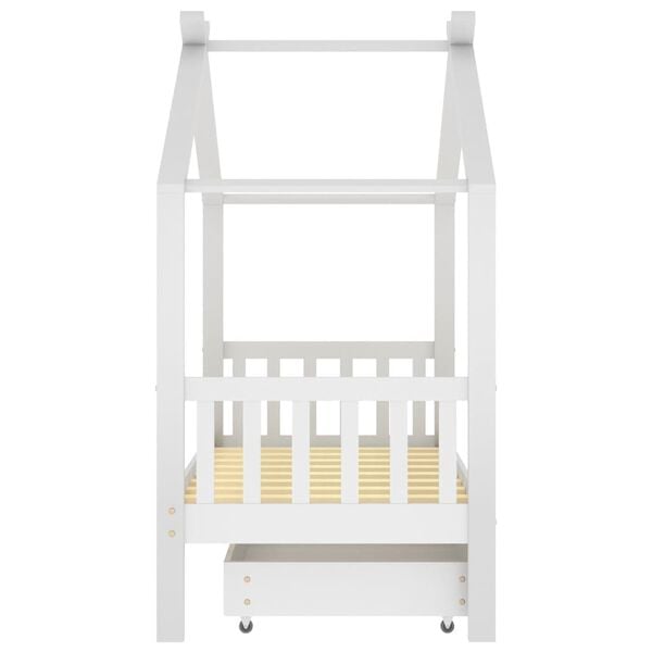 vidaXL Giroletto per Bambini con Cassetto Bianco Legno Pino 80x160 cm