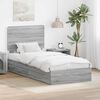 vidaXL Letto con Contenitore con testiera Grigio Sonoma 90 x 190 cm
