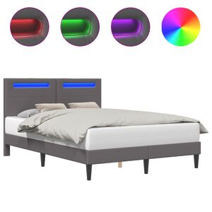vidaXL Struttura del letto con testiera Grigio 140 x 190 cm Similpelle