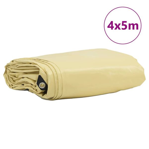 vidaXL Telo 650g / m&sup2; Beige 4 x 5 m Tela con rivestimento in PVC