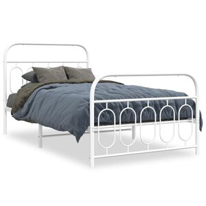 vidaXL Giroletto con Testiera e Pediera Metallo Bianco 100x190 cm