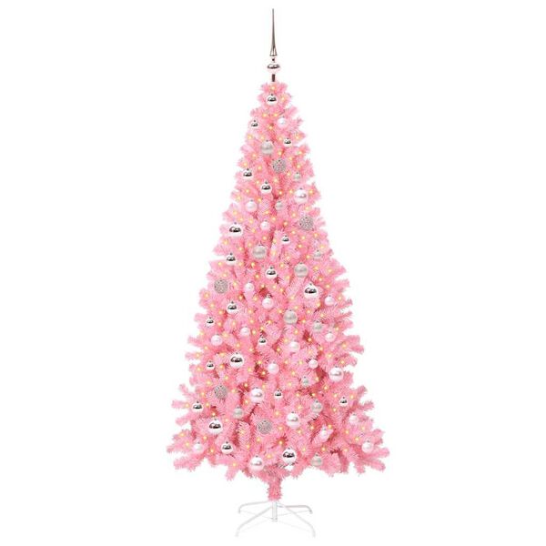 vidaXL Albero di Natale con 300 LED con supporto Rosa 210 cm PVC