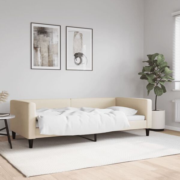 vidaXL Letto da Giorno Crema 90x200 cm in Tessuto