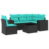 vidaXL Set Divani da Giardino 6 pz con Cuscini Nero in Polyrattan
