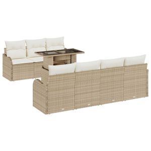 vidaXL Set Divano da Giardino 8 pcs Beige Rattan in Polipropilene