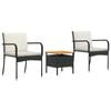 vidaXL Set da giardino Nero polyrattan