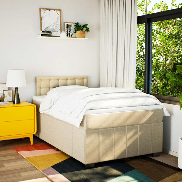 vidaXL Giroletto a Molle con Materasso Crema 120x200 cm in Tessuto