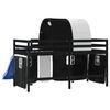 vidaXL Letto a Soppalco con Tunnel Bambini Bianco e Nero 90x190cm Pino