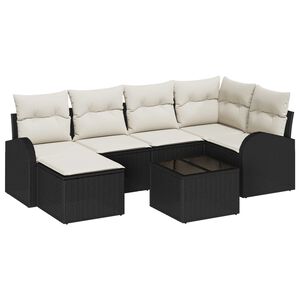 vidaXL Set di divani con cuscino 7 pcs Nero e Bianco polyrattan