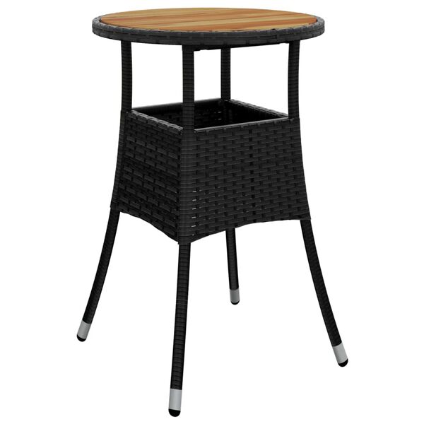 vidaXL Set Pranzo da Giardino 3 pz con Cuscini Nero Polyrattan Acacia