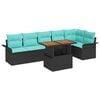 vidaXL Set Divano da Giardino con archiviazione 7 pcs Nero Poly Rattan