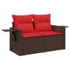 vidaXL Divano da giardino con cuscini a 2 posti marrone in polyrattan