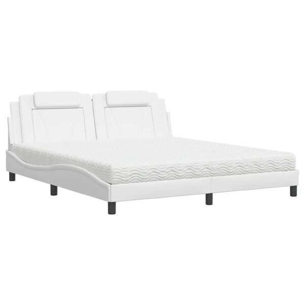 vidaXL Letto Viana con Materasso Bianco 180x200 cm in Similpelle
