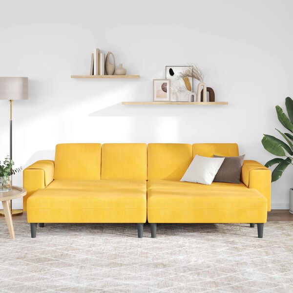 vidaXL Divano Giallo Chiaro 250 x 188 x 76 cm Tessuto in Cords
