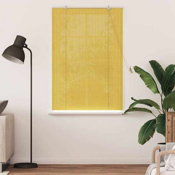 vidaXL Tenda a rullo con tende Giallo 110 x 160 cm Bamb&ugrave;