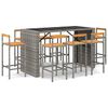 vidaXL Set Bar Giardino 7pz Grigio Polyrattan e Legno Massello Acacia