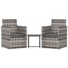 vidaXL Set Divani da Esterno 3 pz con Cuscini in Polyrattan Grigio