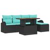 vidaXL Set Divano da Giardino 6 pz Nero Poly Rattan