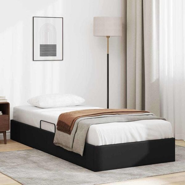 vidaXL Letto con Contenitore Nero 90 x 190 cm Pelle sintetica
