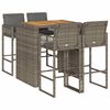 vidaXL Set Bar da Giardino 5 pz con Cuscini Nero in Polyrattan Acacia
