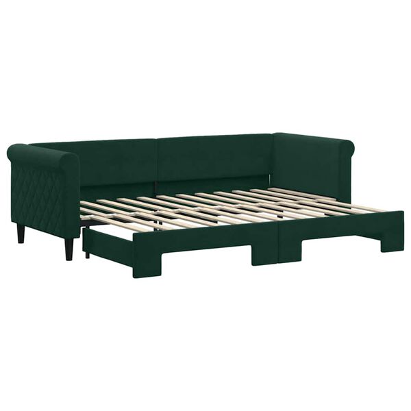 vidaXL Divano Letto con Letto Estraibile Verde Scuro 80x200cm Velluto
