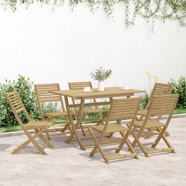 vidaXL Set da Pranzo da Giardino 7 pz in Legno Massello di Acacia