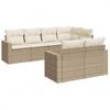 vidaXL Set Divani da Giardino 7 pz con Cuscini Beige in Polyrattan