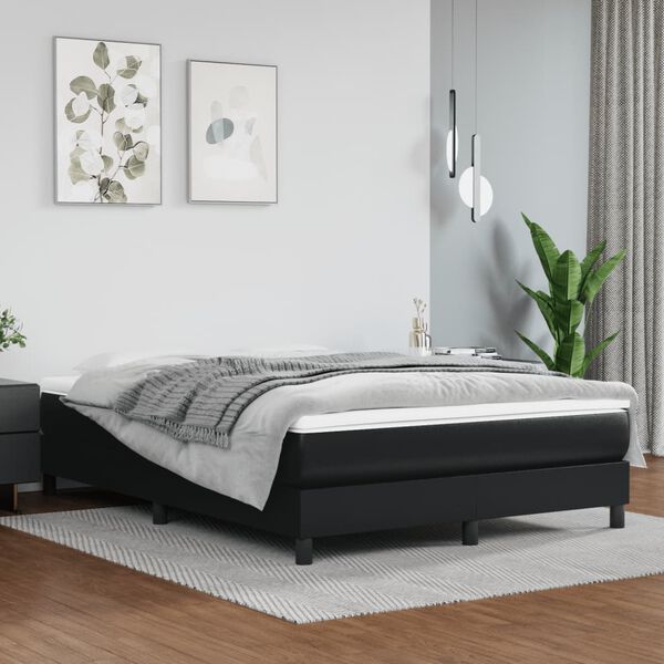 vidaXL Struttura Letto a Rete a Molle Nero 140x190 cm in Similpelle