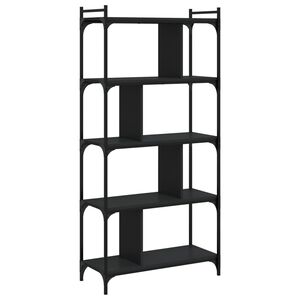 vidaXL Libreria Nera 5 Ripiani 76x32x158 cm Legno Multistrato