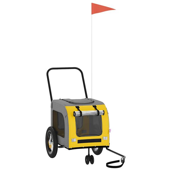 vidaXL Rimorchio per bicicletta per animali domestici Giallo e Grigio