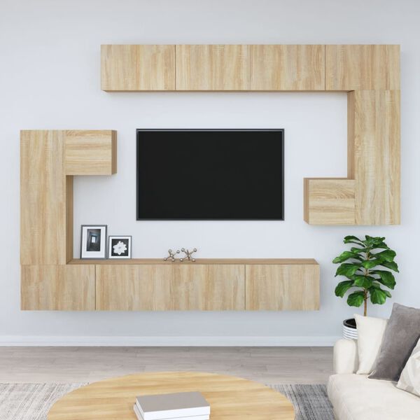 vidaXL Mobile Porta TV a Parete Rovere Sonoma in Legno Multistrato