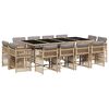 vidaXL Set Pranzo da Giardino 13 pz con Cuscini Beige Misto Polyrattan