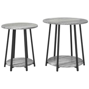 vidaXL Set tavolini con lo scaffale 2 pcs Grigio Sonoma e Nero