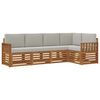 vidaXL Set di divani da esterno 5 pz Grigio Naturale e Chiaro