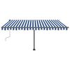 vidaXL Tenda da Sole Retrattile Manuale con LED 400x300cm Blu e Bianca