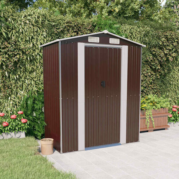 vidaXL Capanno da Giardino Marrone Scuro 192x108x223cm Acciaio Zincato
