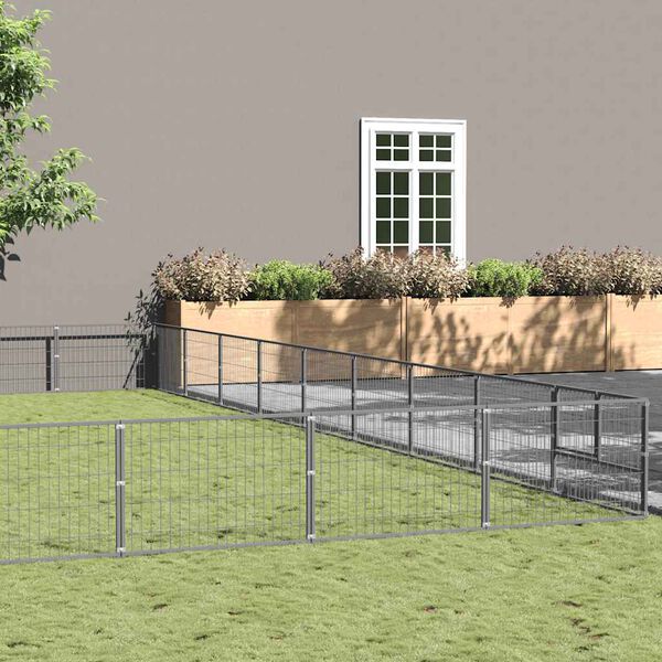 vidaXL Gabbia per Cani Argento 81 m&sup2; in Acciaio