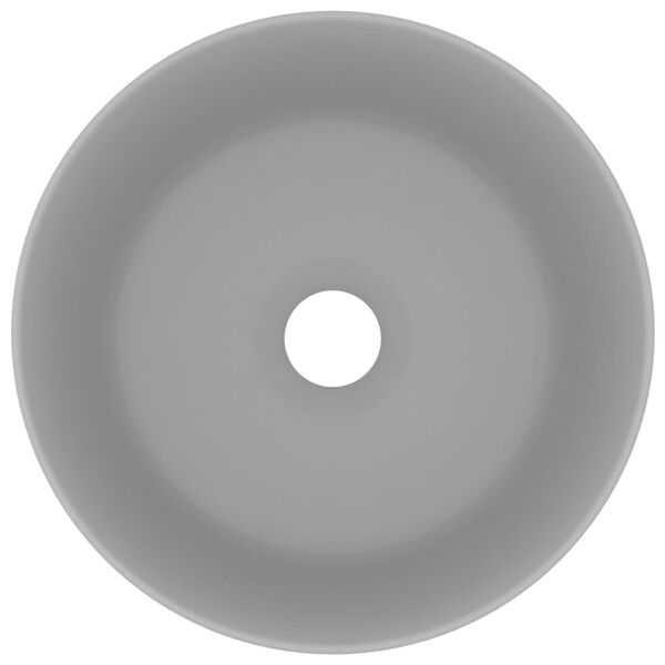 vidaXL Lavandino Lusso Rotondo Grigio Chiaro Opaco 40x15cm in Ceramica
