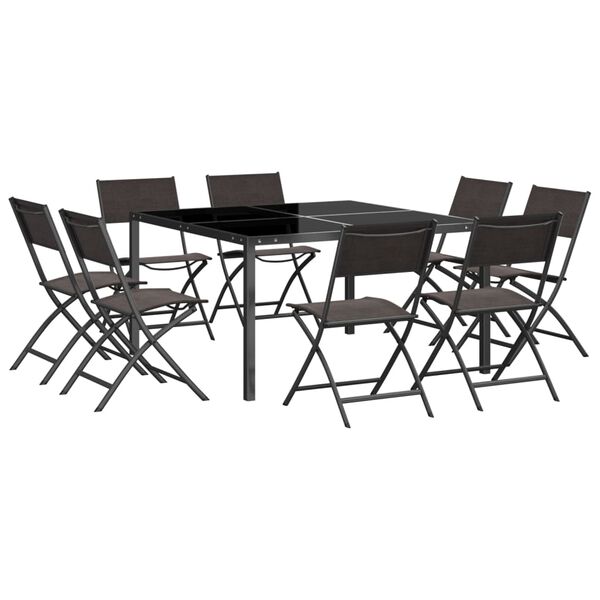 vidaXL Set da Pranzo da Giardino 9 pz in Acciaio