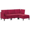 vidaXL Set di mobili per il soggiorno 4 pz Rosso Vino Velluto