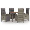 vidaXL Set da Pranzo da Giardino 5 pz con Cuscini in Polyrattan Grigio