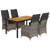 vidaXL Set da Pranzo da Giardino 5 pz con Cuscini in Polyrattan Grigio