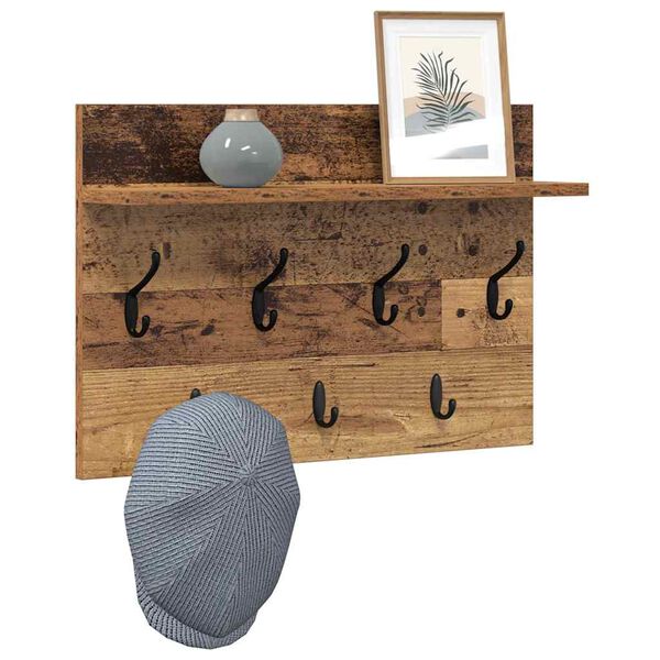 vidaXL Appendiabiti a muro Legno vecchio 60 x 40 x 12 cm